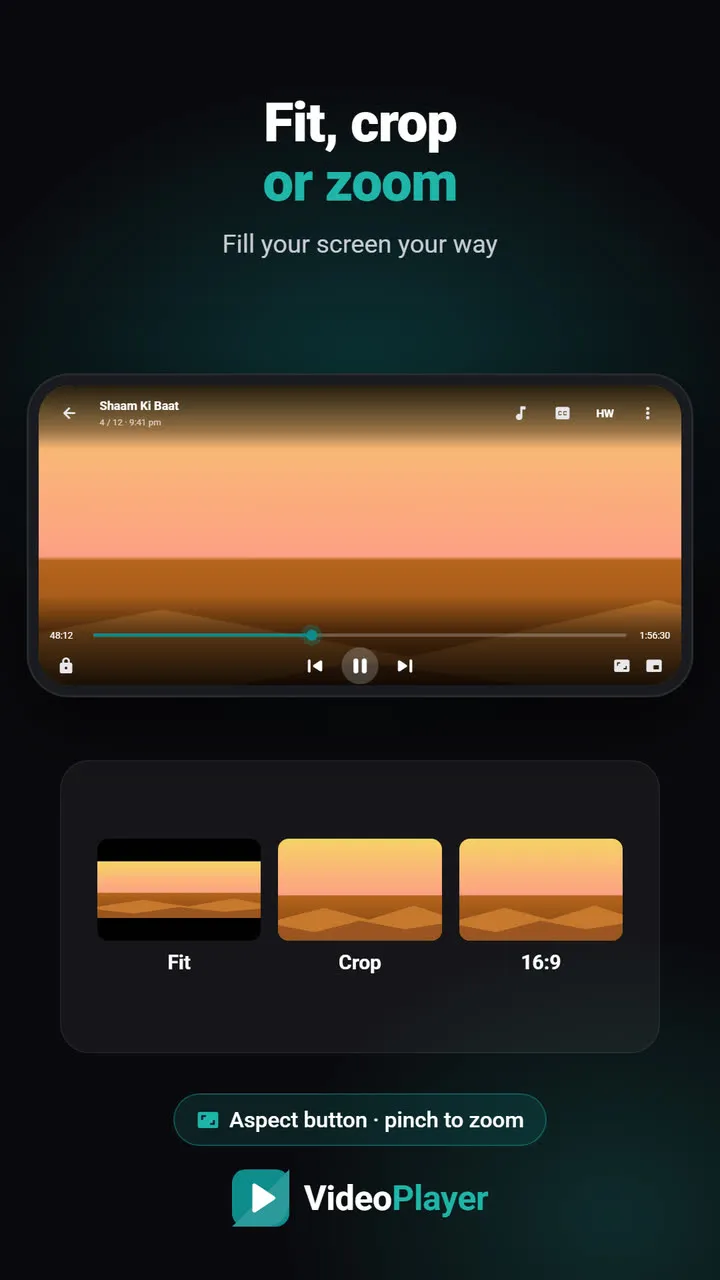 Switching video aspect ratio from Fit to Crop in VideoPlayer