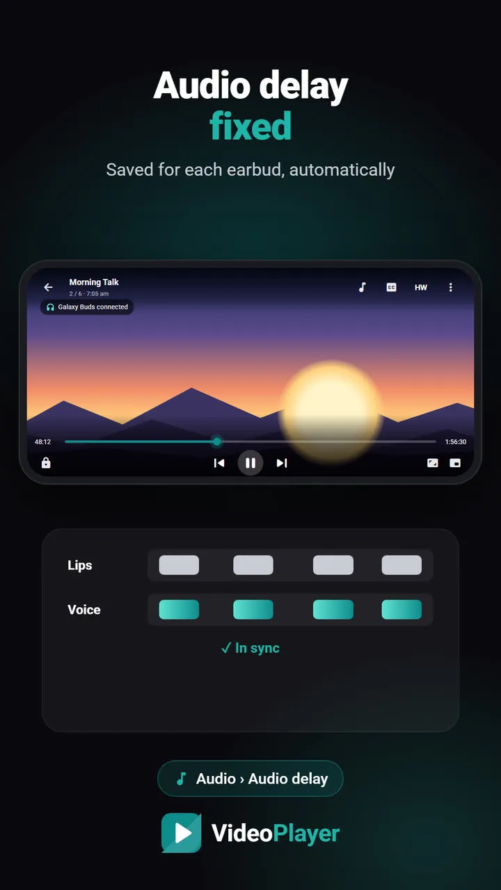 Adjusting the audio delay slider in VideoPlayer to fix Bluetooth audio delay
