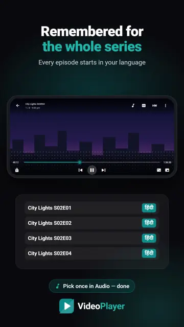 VideoPlayer starting the next episode with the remembered Hindi audio language